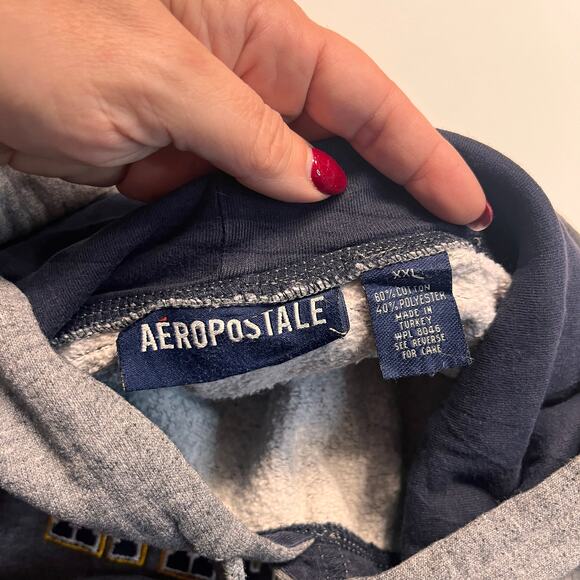 VTG Y2k Aeropostale Gray Pullover Hoodie Size XXL - Picture 3 of 5